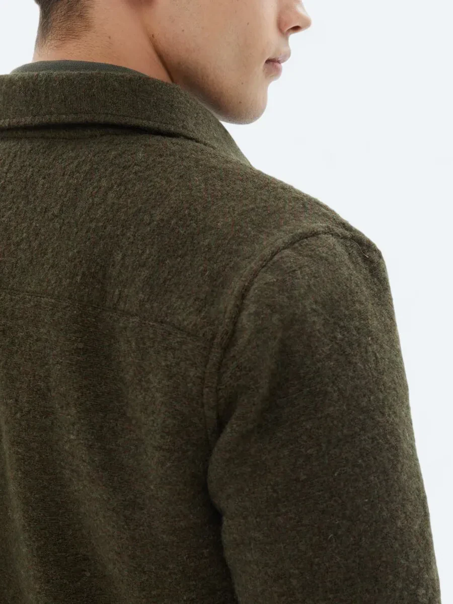 Haki Regular Fit Gömlek Yaka Casual Örme Mont - 5