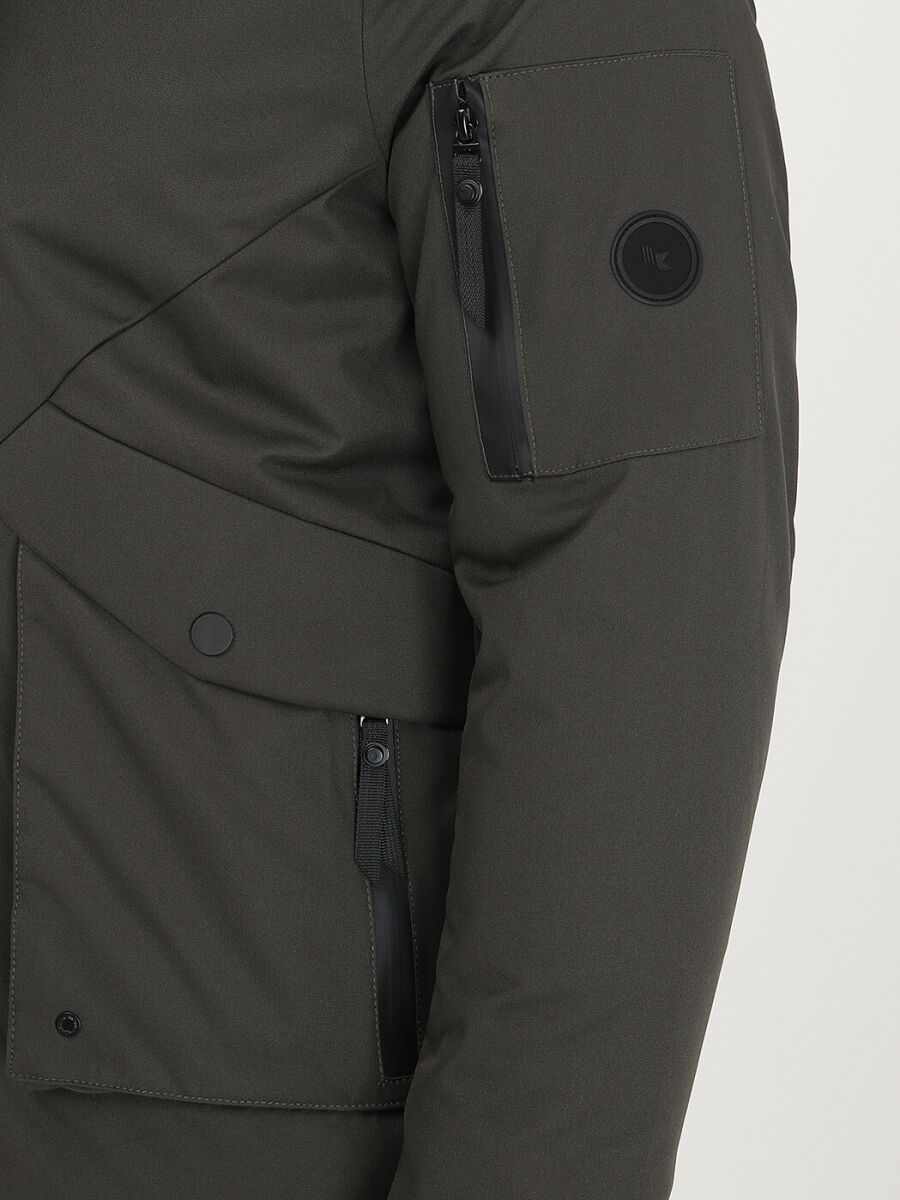 Haki Regular Fit Kapüşonlu Casual Dokuma Kaban - 4