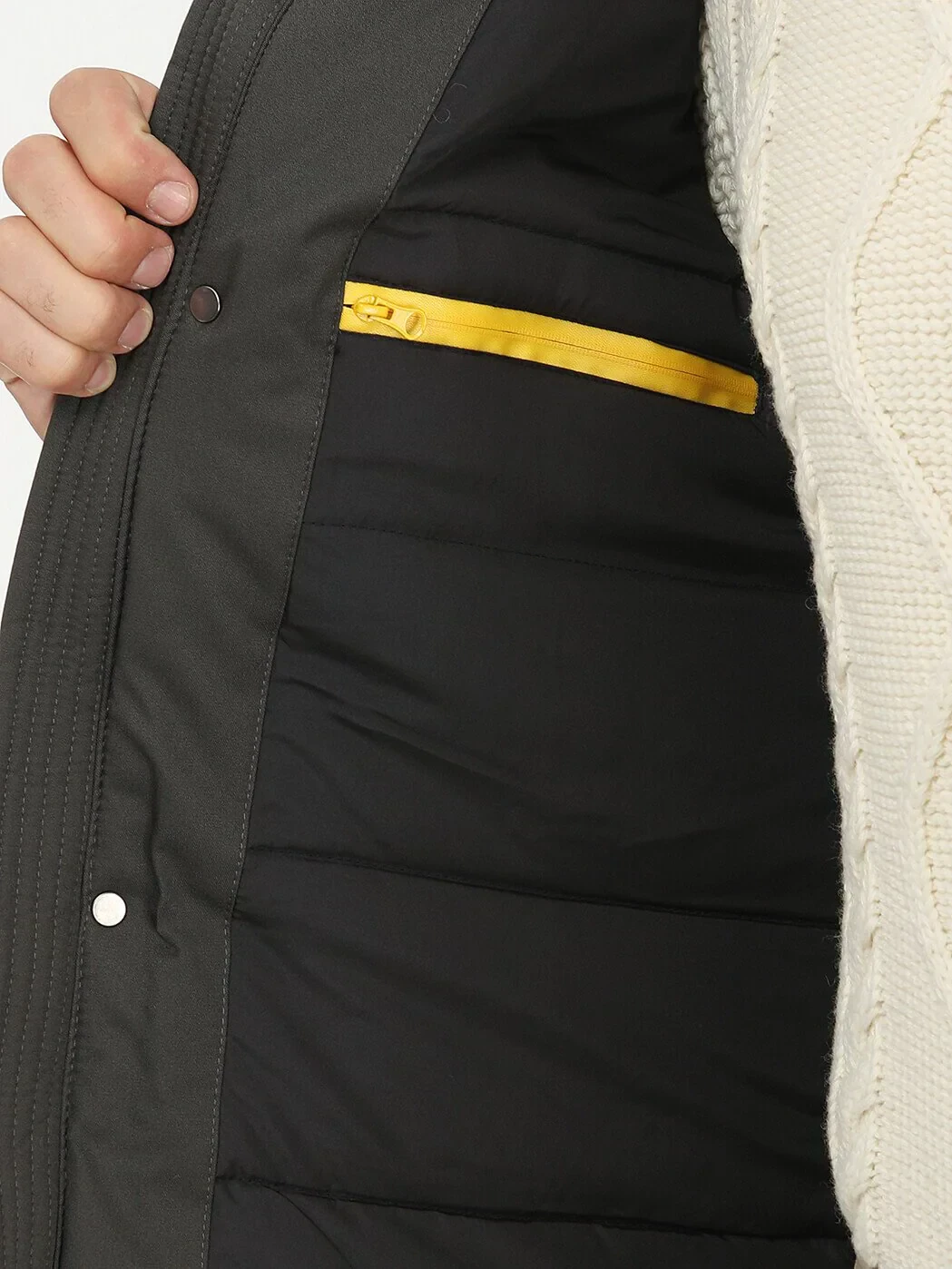 Haki Regular Fit Kapüşonlu Casual Dokuma Kaban - 6