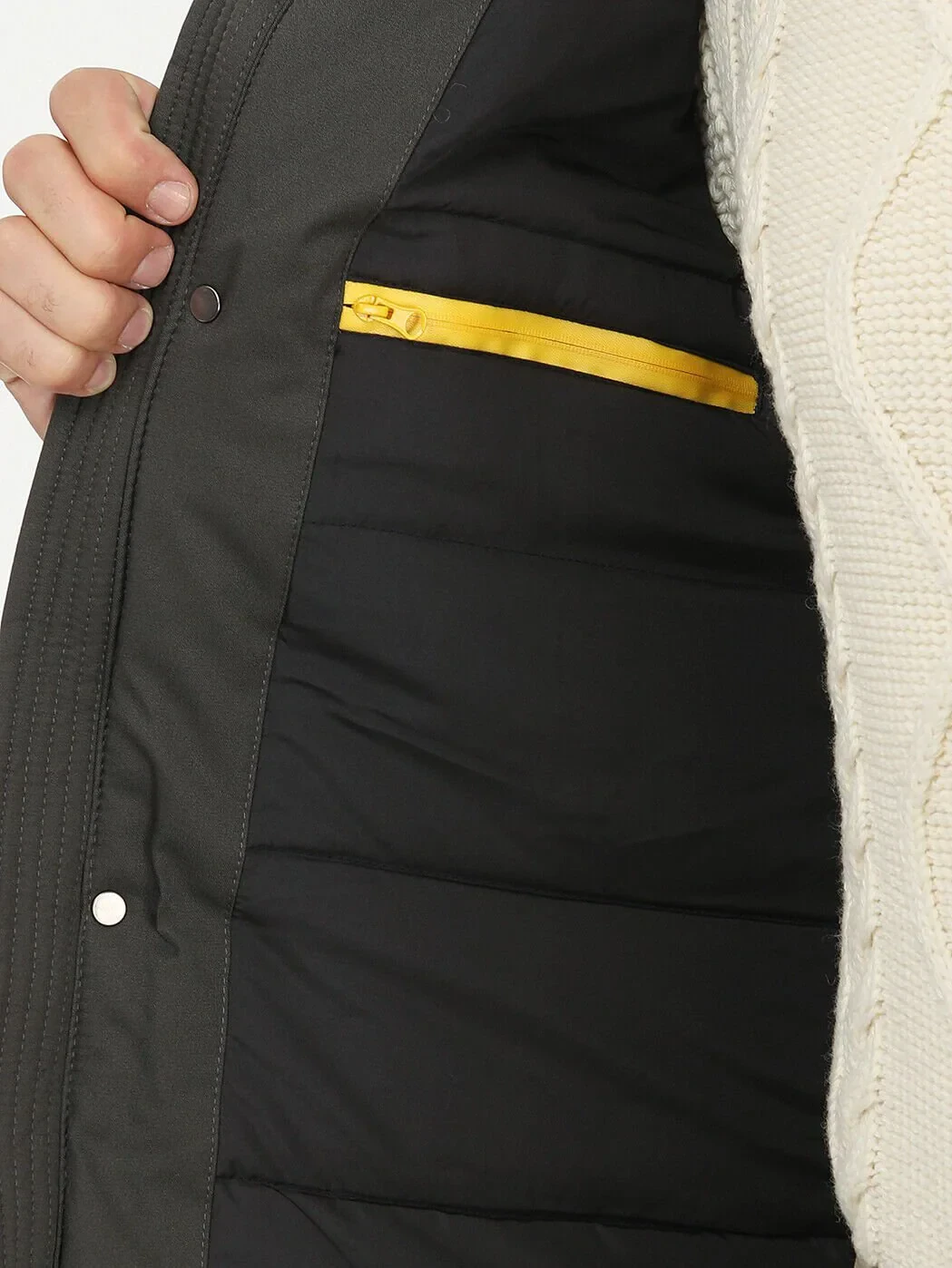 Haki Regular Fit Kapüşonlu Casual Dokuma Kaban - 6