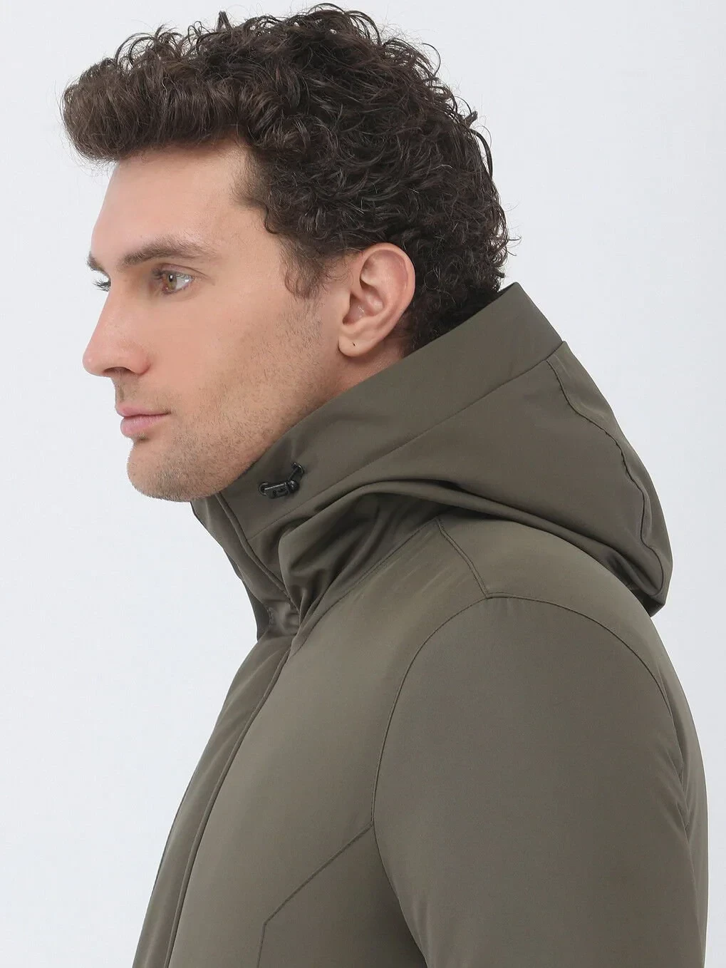 Haki Regular Fit Kapüşonlu Casual Dokuma Kaban - 5