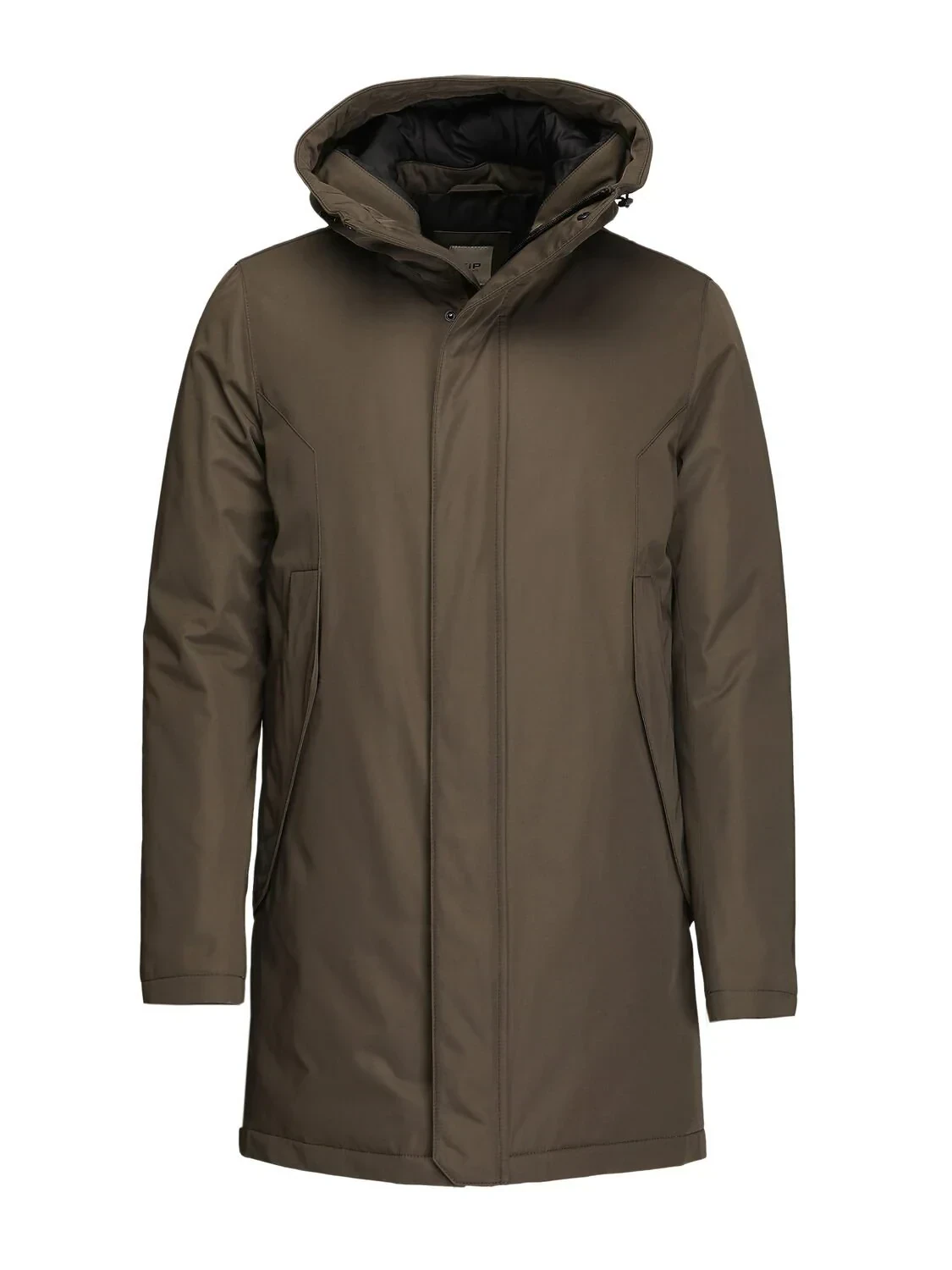 Haki Regular Fit Kapüşonlu Casual Dokuma Kaban - 7