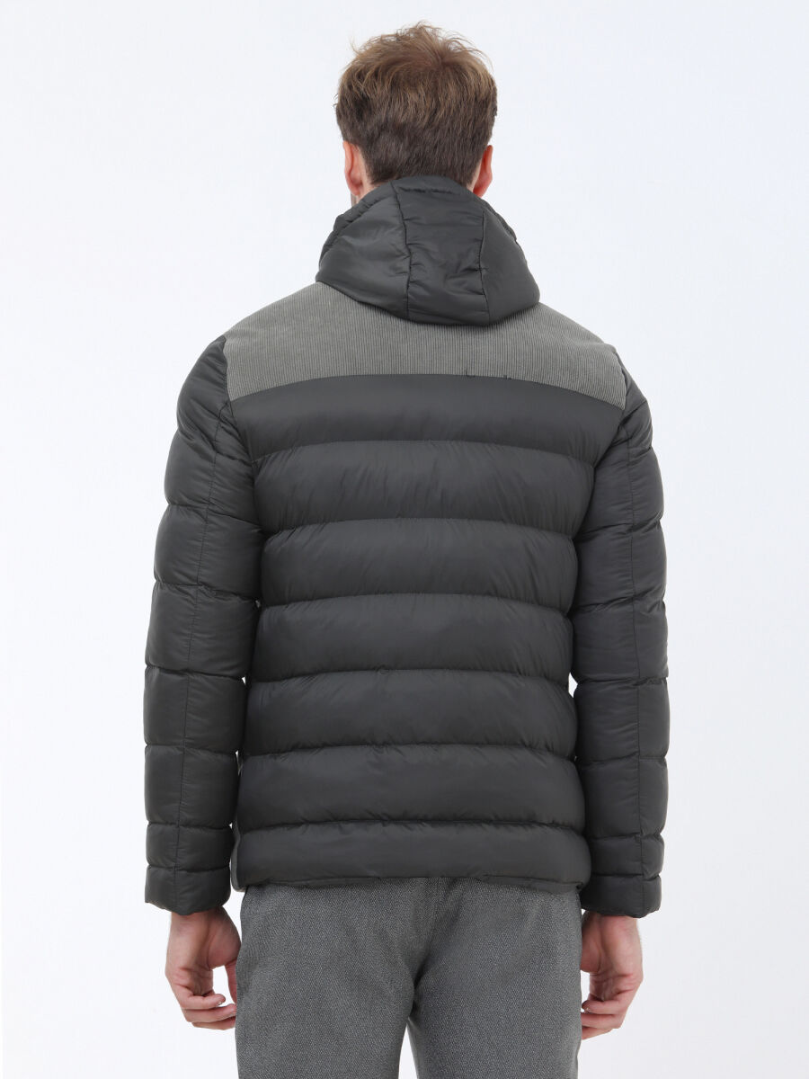 Haki Regular Fit Kapüşonlu Casual Dokuma Mont - 3