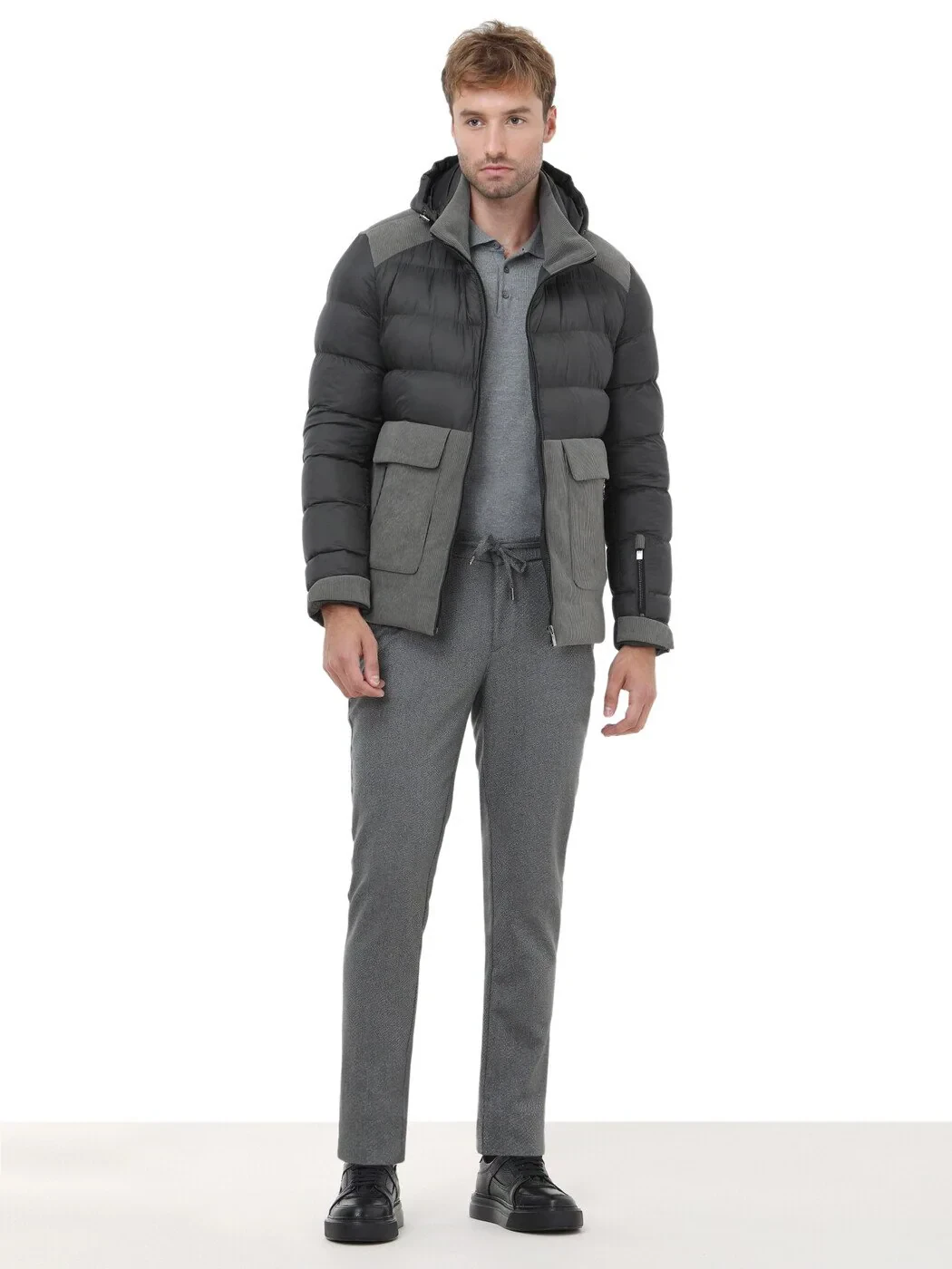 Haki Regular Fit Kapüşonlu Casual Dokuma Mont - 2