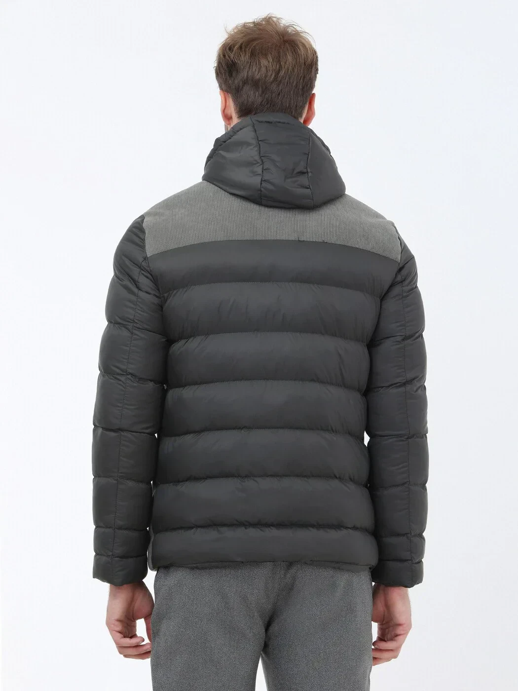 Haki Regular Fit Kapüşonlu Casual Dokuma Mont - 6