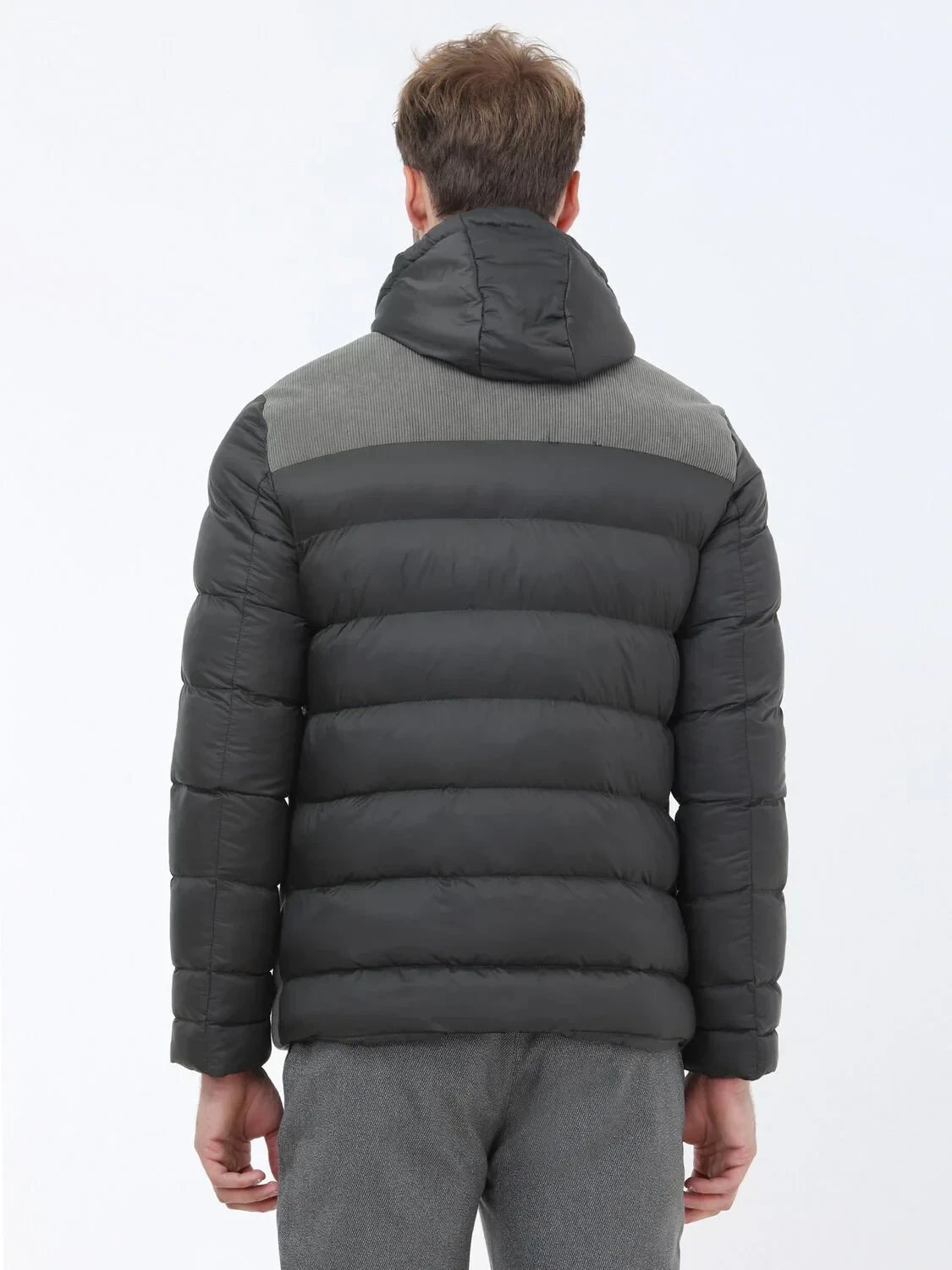 Haki Regular Fit Kapüşonlu Casual Dokuma Mont - 6