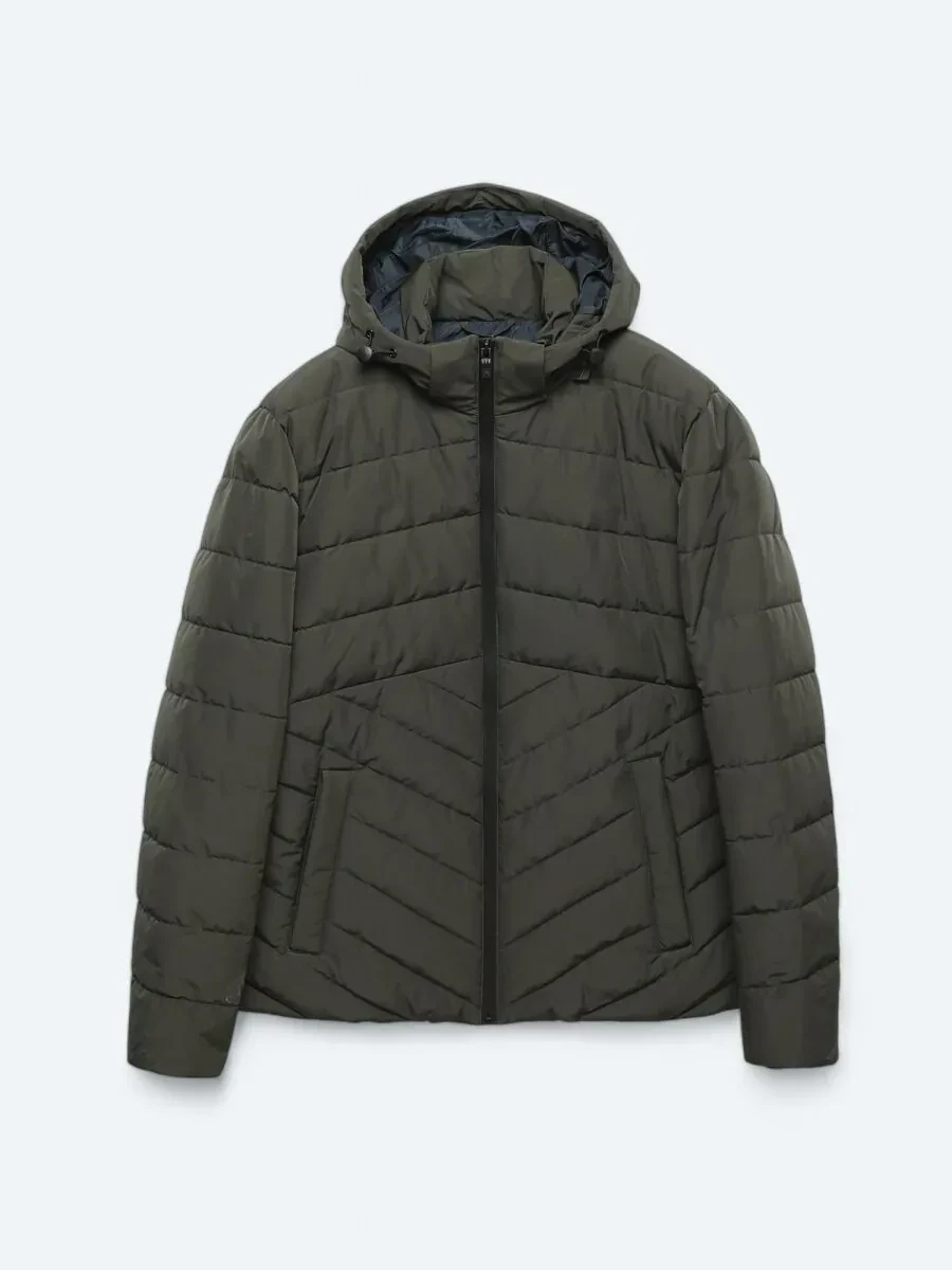 Haki Regular Fit Kapüşonlu Casual Dokuma Mont - 8