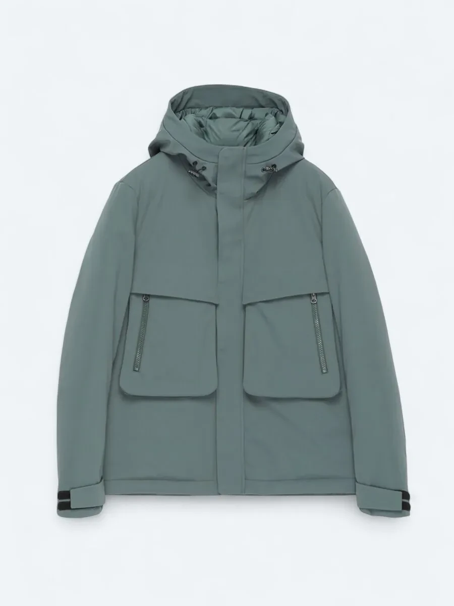 Haki Regular Fit Kapüşonlu Casual Dokuma Mont - 8