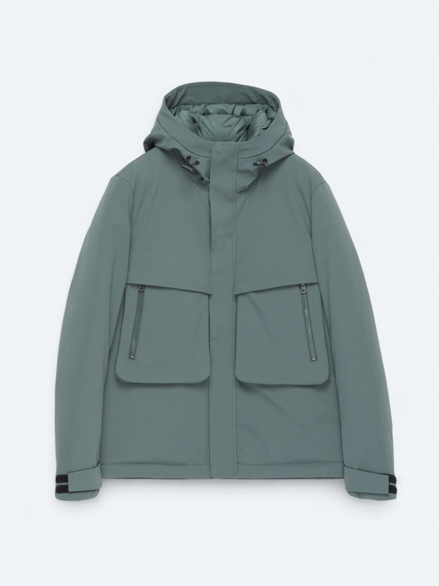 Haki Regular Fit Kapüşonlu Casual Dokuma Mont - 8