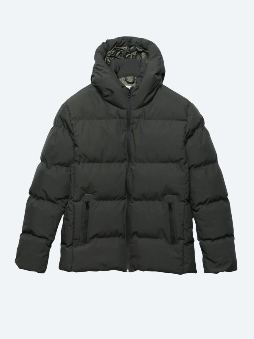 Haki Regular Fit Kapüşonlu Casual Dokuma Mont - 6