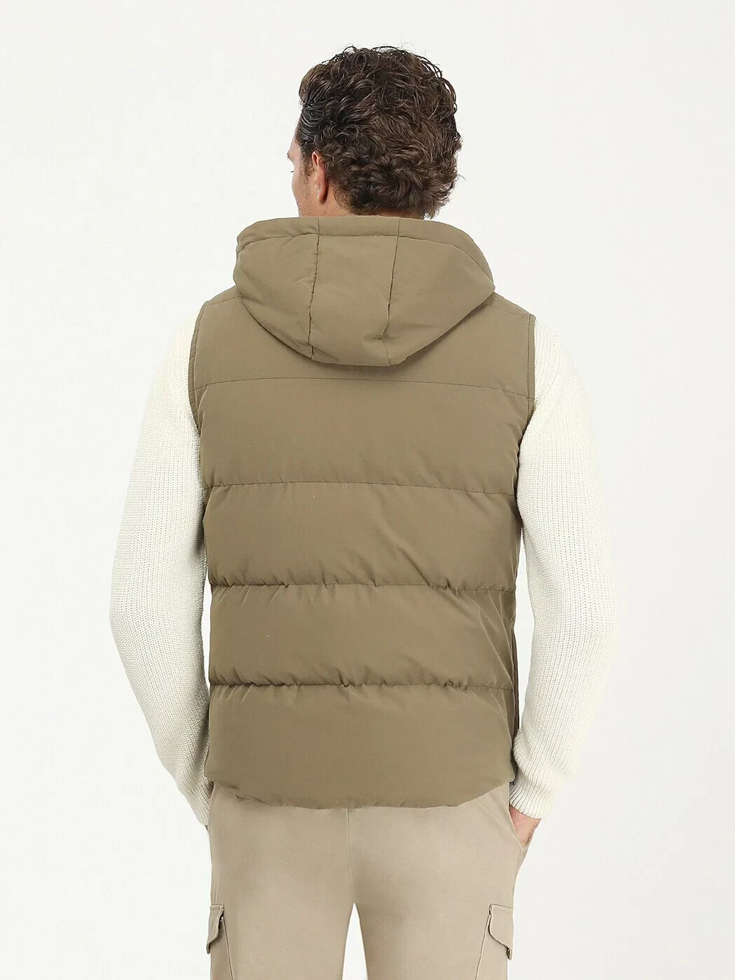 Haki Regular Fit Kapüşonlu Casual Dokuma Spor Yelek - 6
