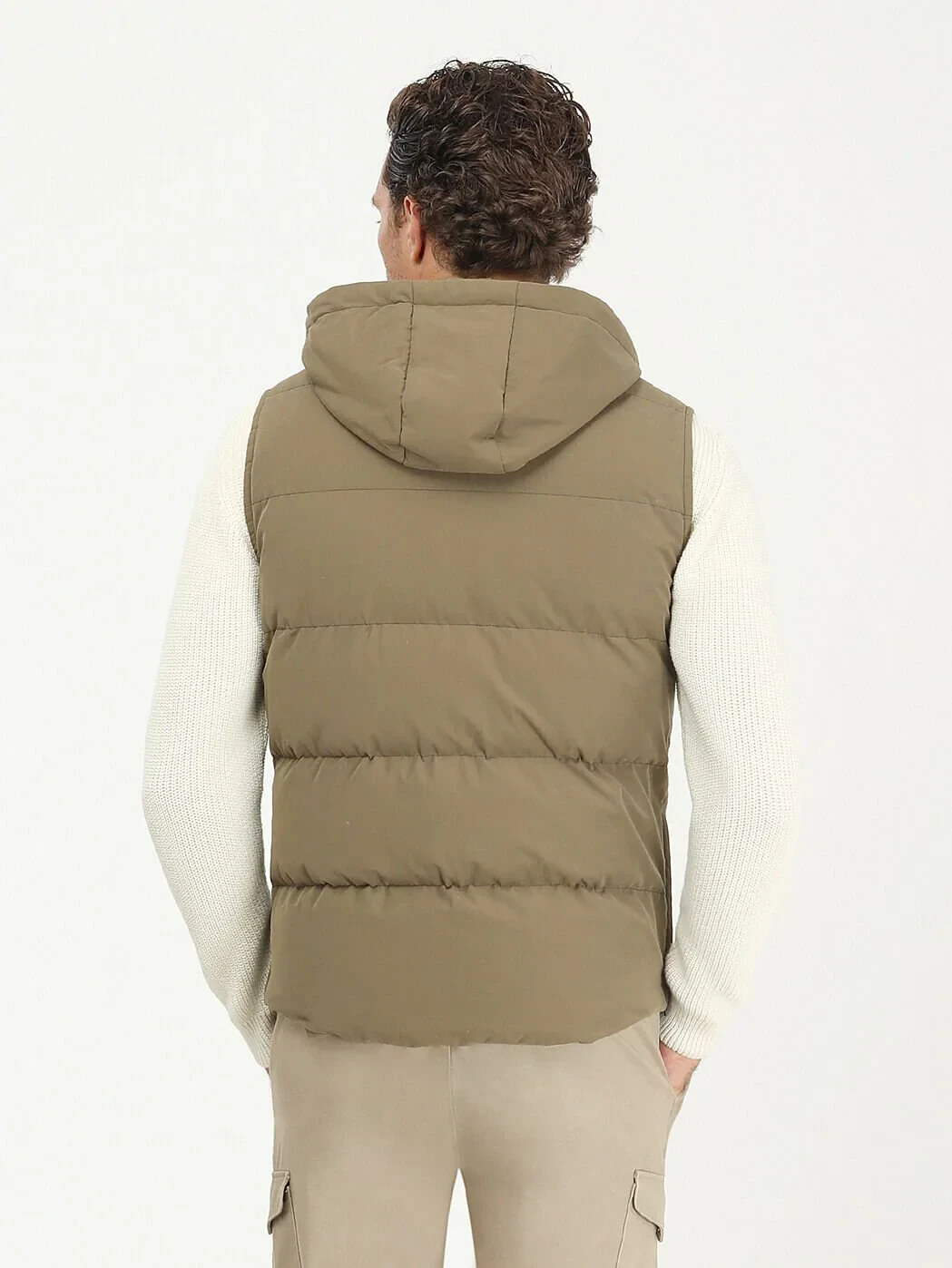 Haki Regular Fit Kapüşonlu Casual Dokuma Spor Yelek - 6
