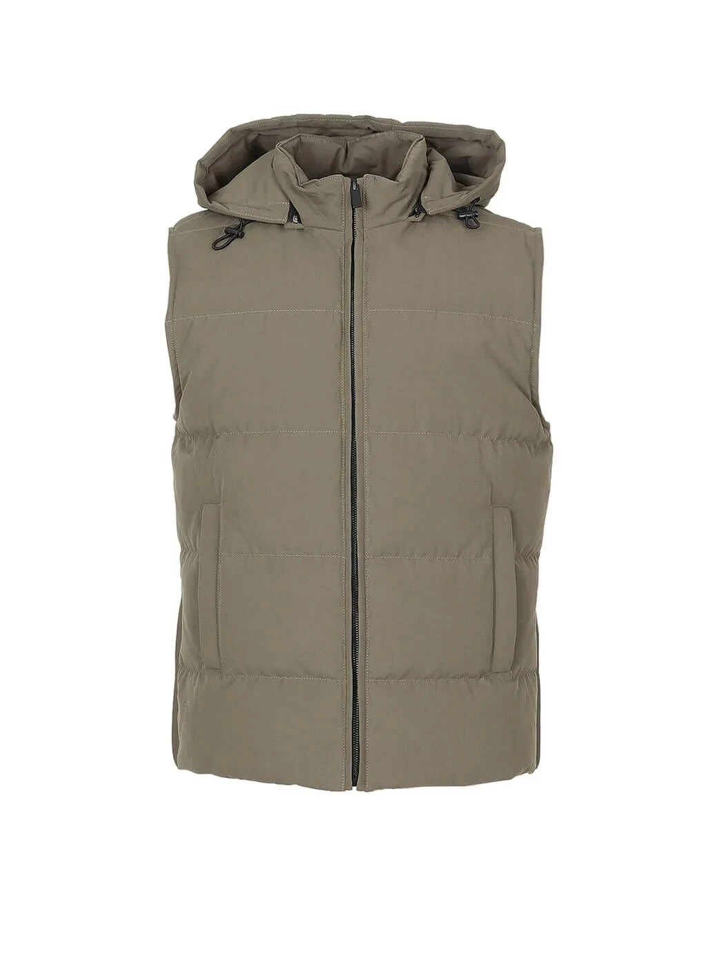 Haki Regular Fit Kapüşonlu Casual Dokuma Spor Yelek - 7
