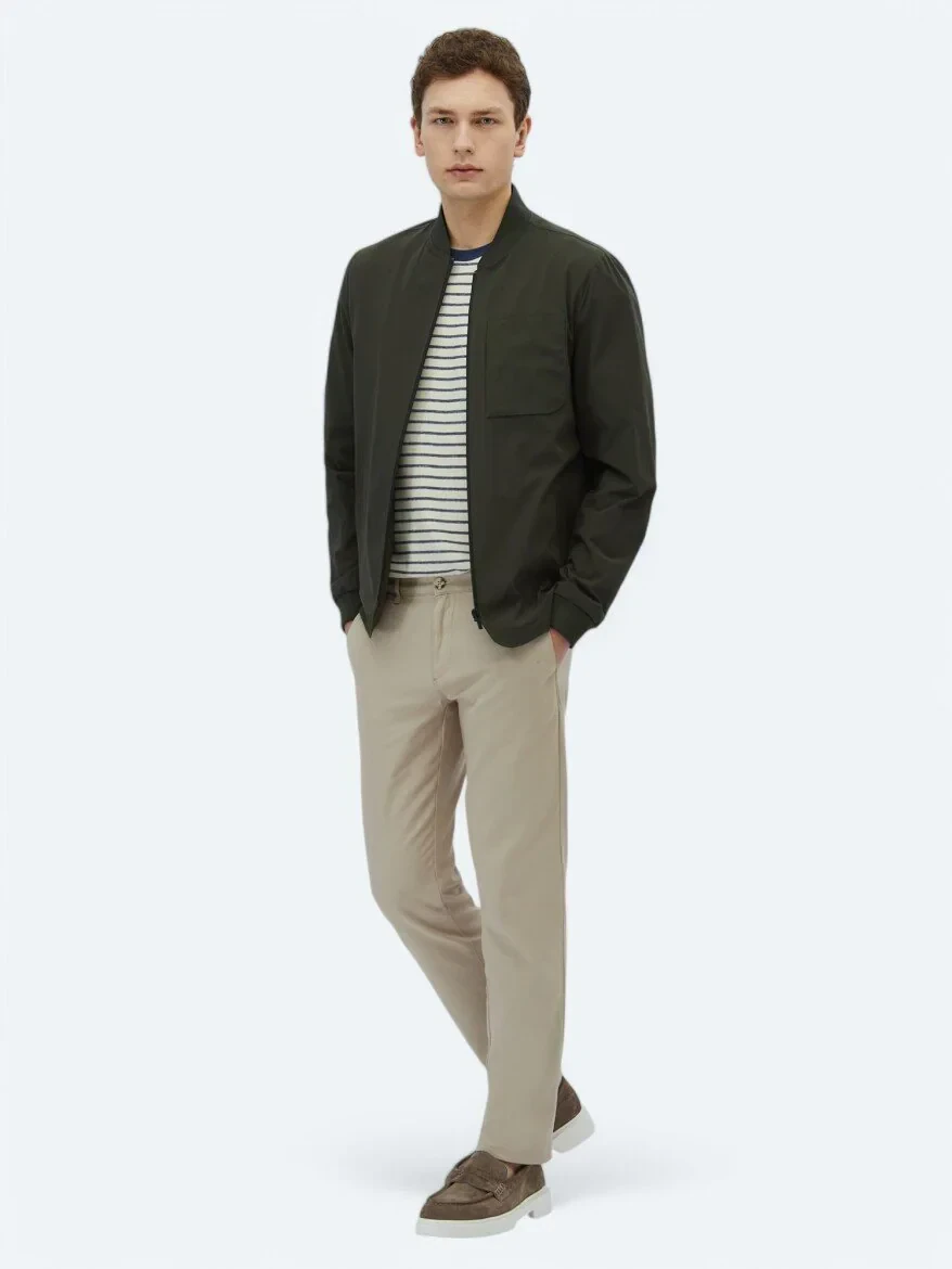 Haki Regular Fit Micro Jel Elyaflı Spor Ceket - KİP