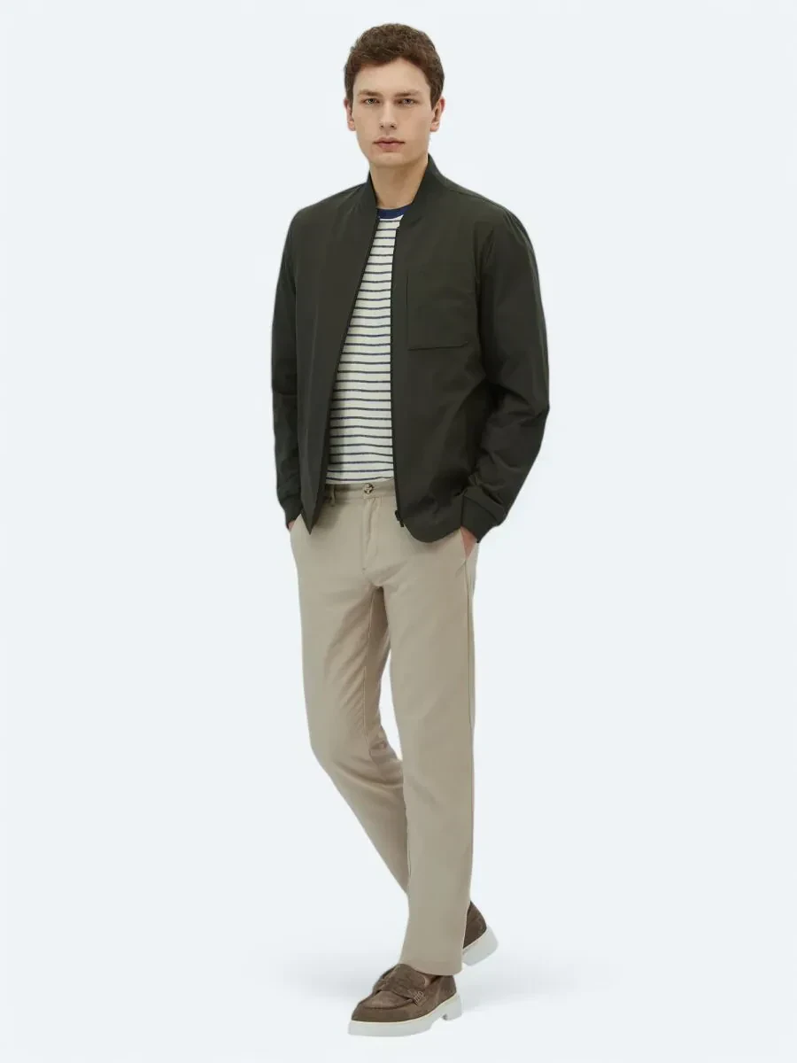 Haki Regular Fit Micro Jel Elyaflı Spor Ceket - 3