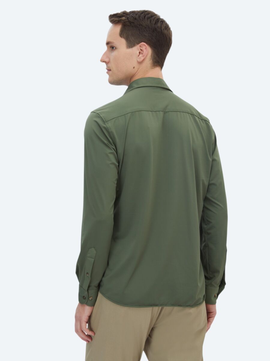 Haki Regular Fit Uzun Casual Gömlek - 5