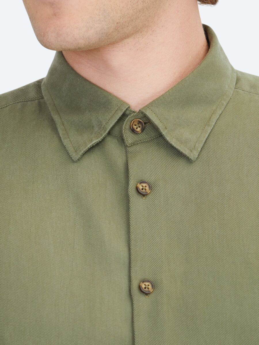 Haki Regular Fit Uzun Dokuma Casual Gömlek - 4