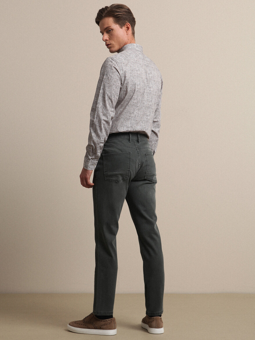 Haki Slim Fit Denim Pamuk Karışımlı Pantolon - 4