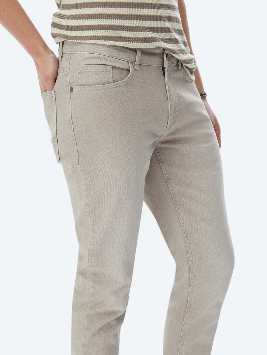Haki Slim Fit Denim Pamuk Karışımlı Pantolon - 3