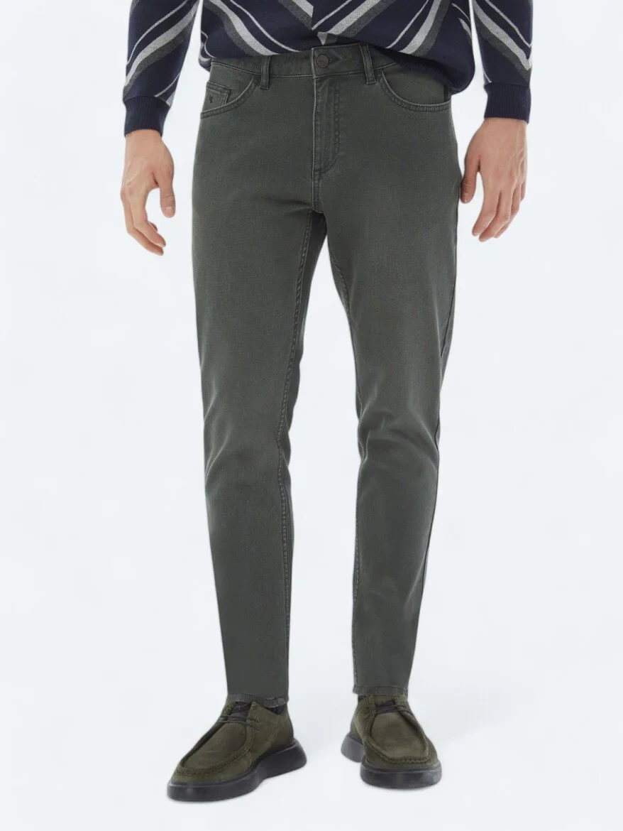 Haki Slim Fit Denim Pamuk Karışımlı Pantolon - 2