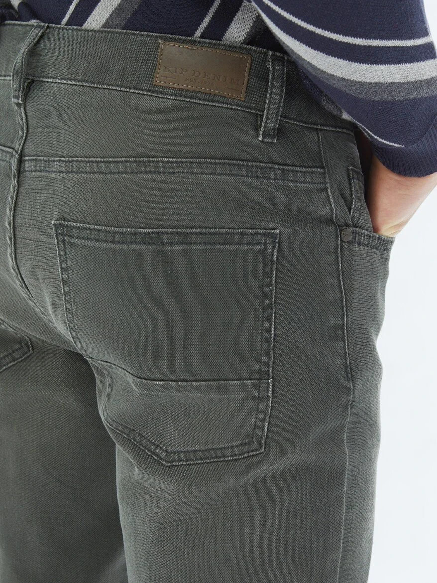 Haki Slim Fit Denim Pamuk Karışımlı Pantolon 