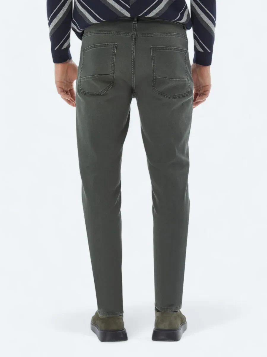 Haki Slim Fit Denim Pamuk Karışımlı Pantolon - 5