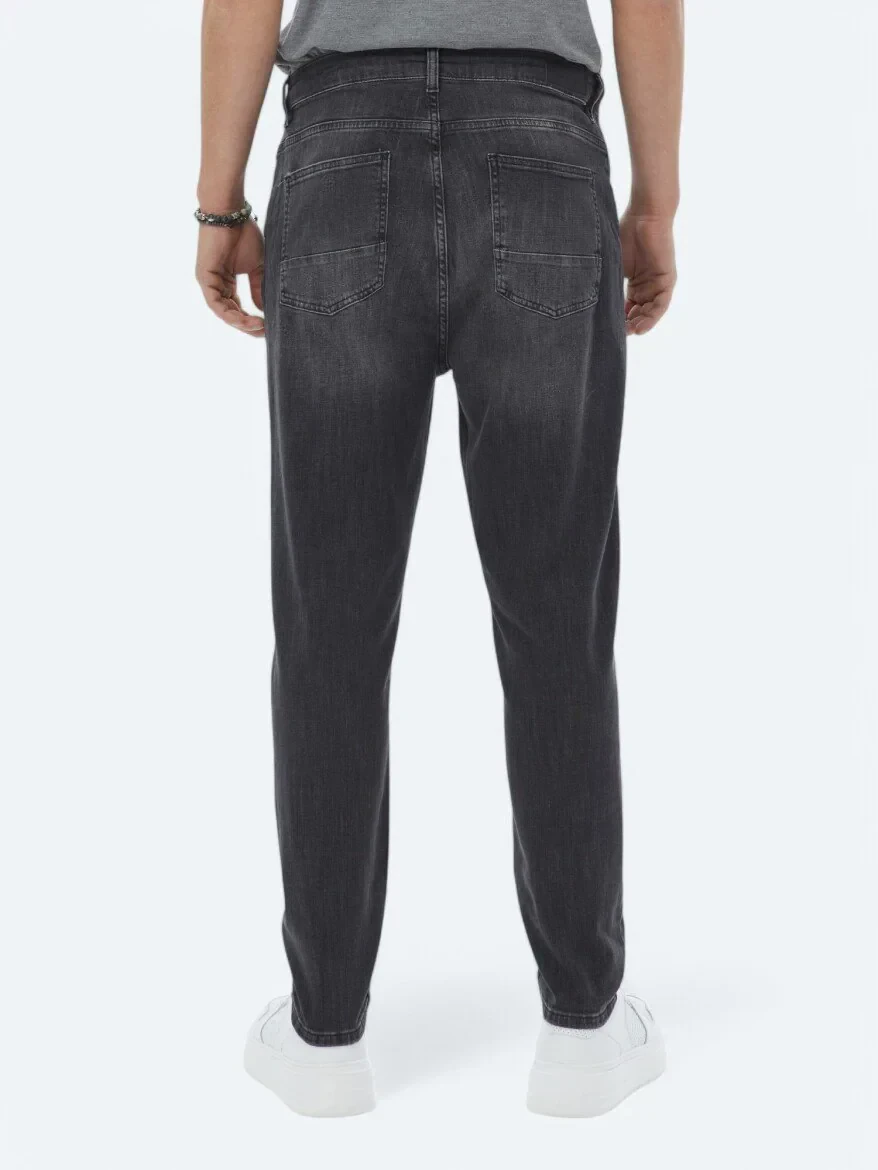 Hard Coal Carrot Fit Denim Cotton Blended Trousers - 5