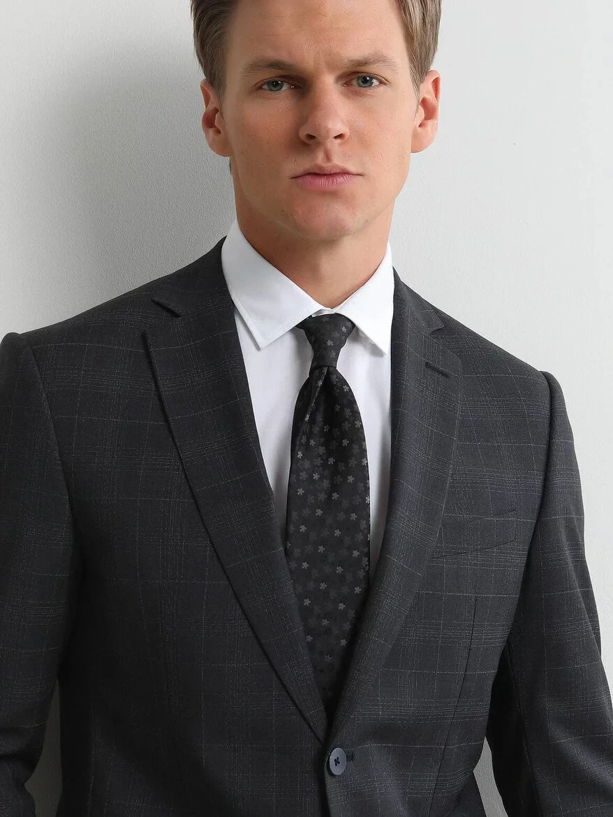 Hard Coal Checkered Modern Fit 100% Wool Suit - 2