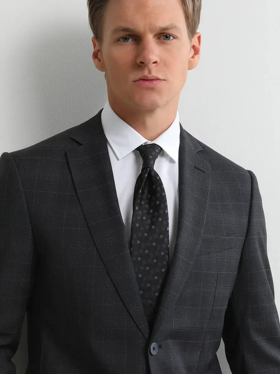 Hard Coal Checkered Modern Fit 100% Wool Suit - 2