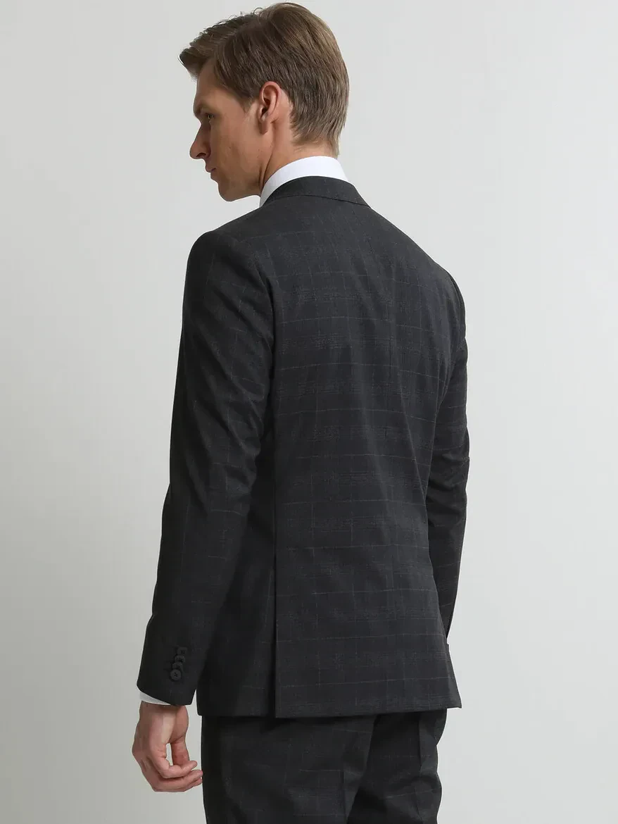 Hard Coal Checkered Modern Fit 100% Wool Suit - 4