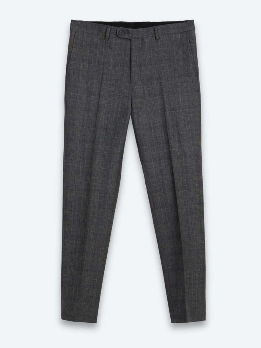 Hard Coal Checkered Modern Fit Wool Blended Suit - 7