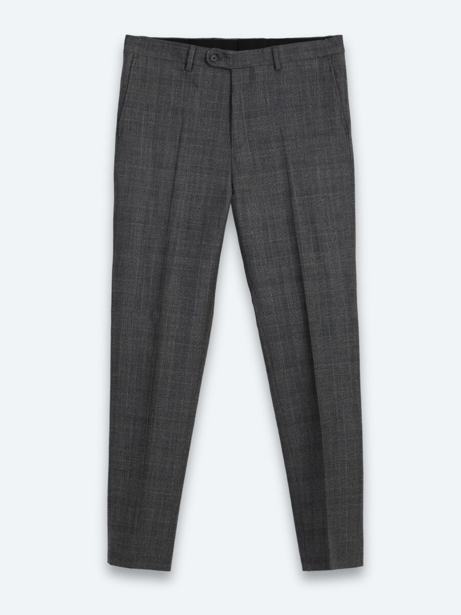 Hard Coal Checkered Modern Fit Wool Blended Suit - 7
