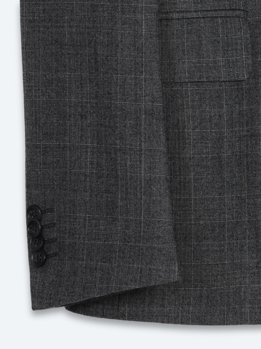Hard Coal Checkered Modern Fit Wool Blended Suit - 9