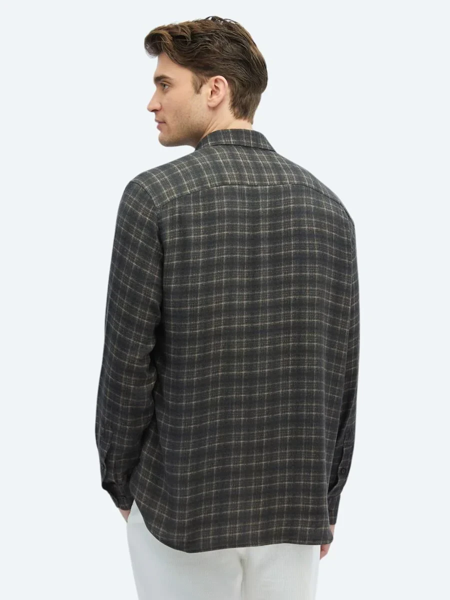 Hard Coal Checkered Regular Fit Weaving Casual Shirt - 5
