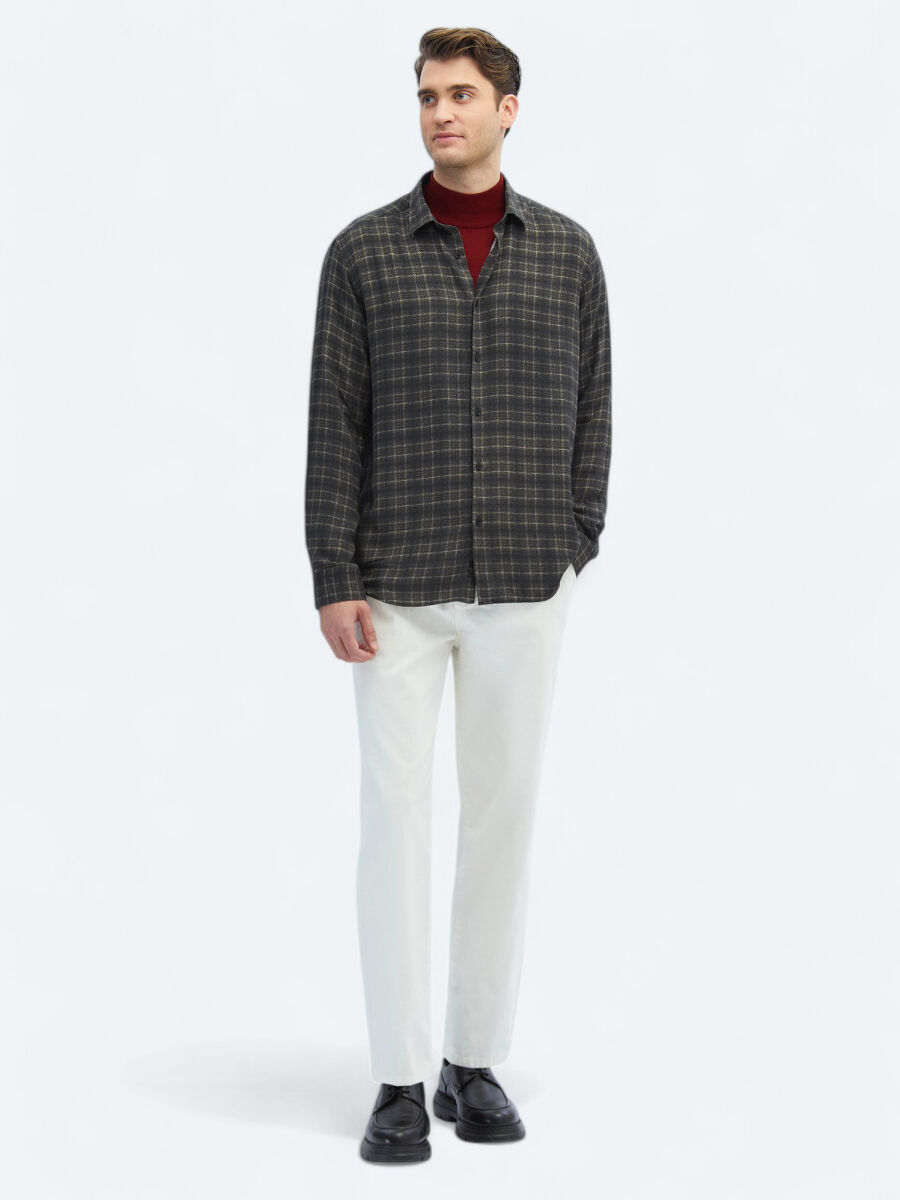Hard Coal Checkered Regular Fit Weaving Casual Shirt - 2