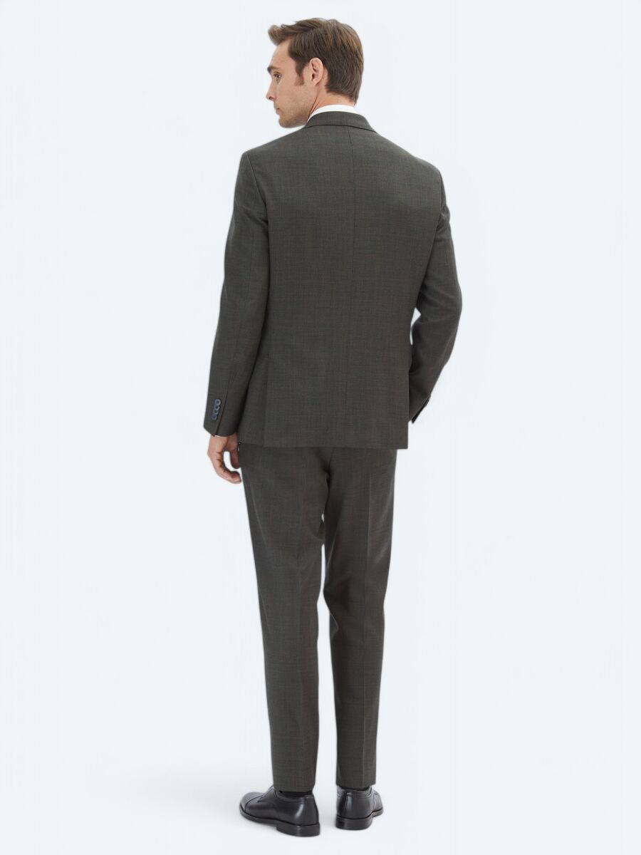 Hard Coal Checkered Slim Fit Wool Blended Suit - 5