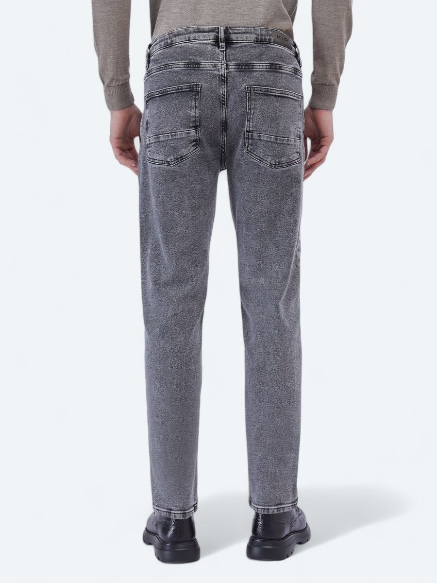 Hard Coal Loose Fit Denim Cotton Blended Trousers - 4