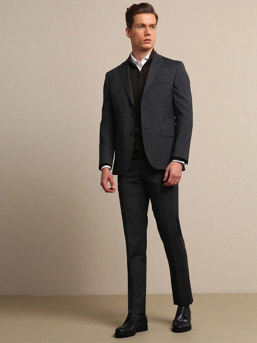 Hard Coal Micro Modern Fit Wool Blended Suit - 2