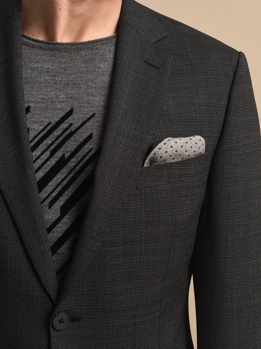 Hard Coal Micro Modern Fit Wool Blended Suit - 3