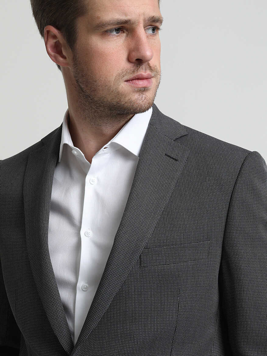 Hard Coal Micro Regular Fit Wrinkle Free Wool Blended Suit - 2