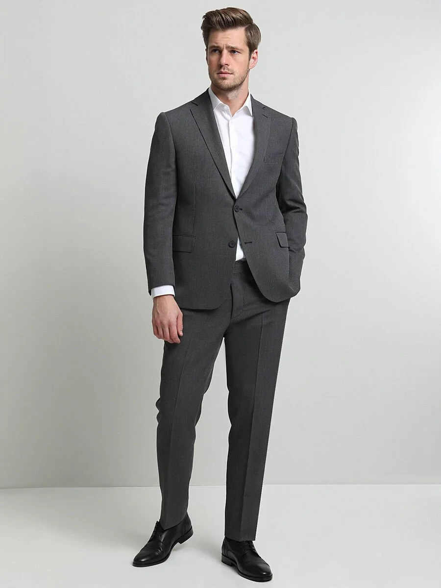 Hard Coal Micro Regular Fit Wrinkle Free Wool Blended Suit - 1