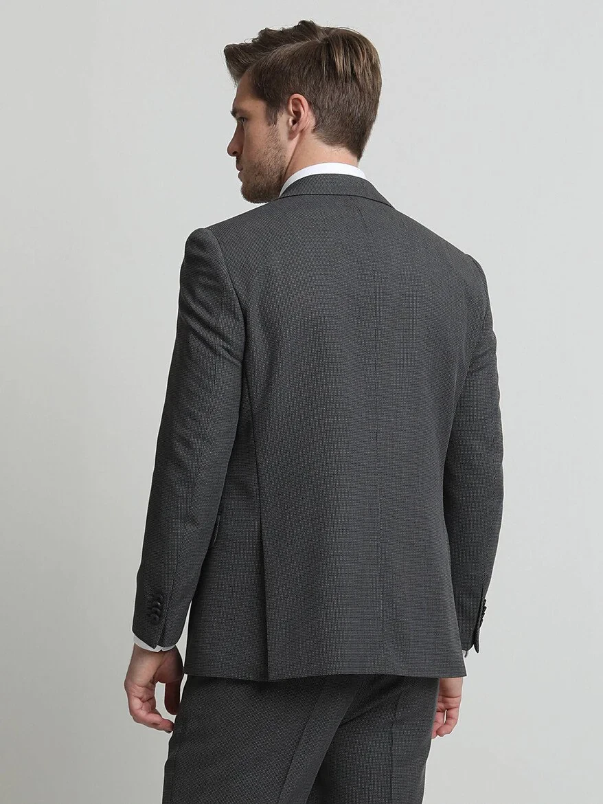 Hard Coal Micro Regular Fit Wrinkle Free Wool Blended Suit - 4