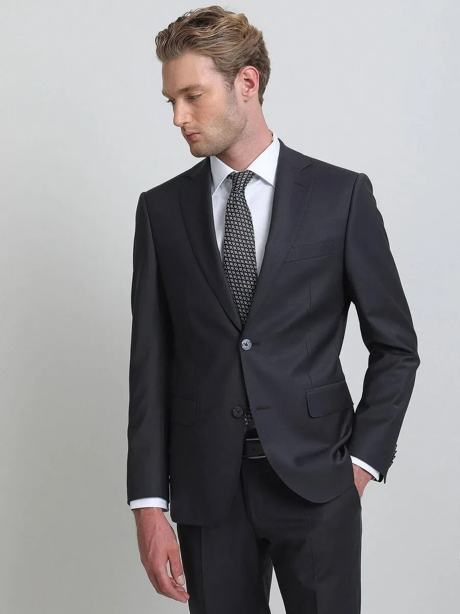 Hard Coal Modern Fit Wool Blended Suit - 3