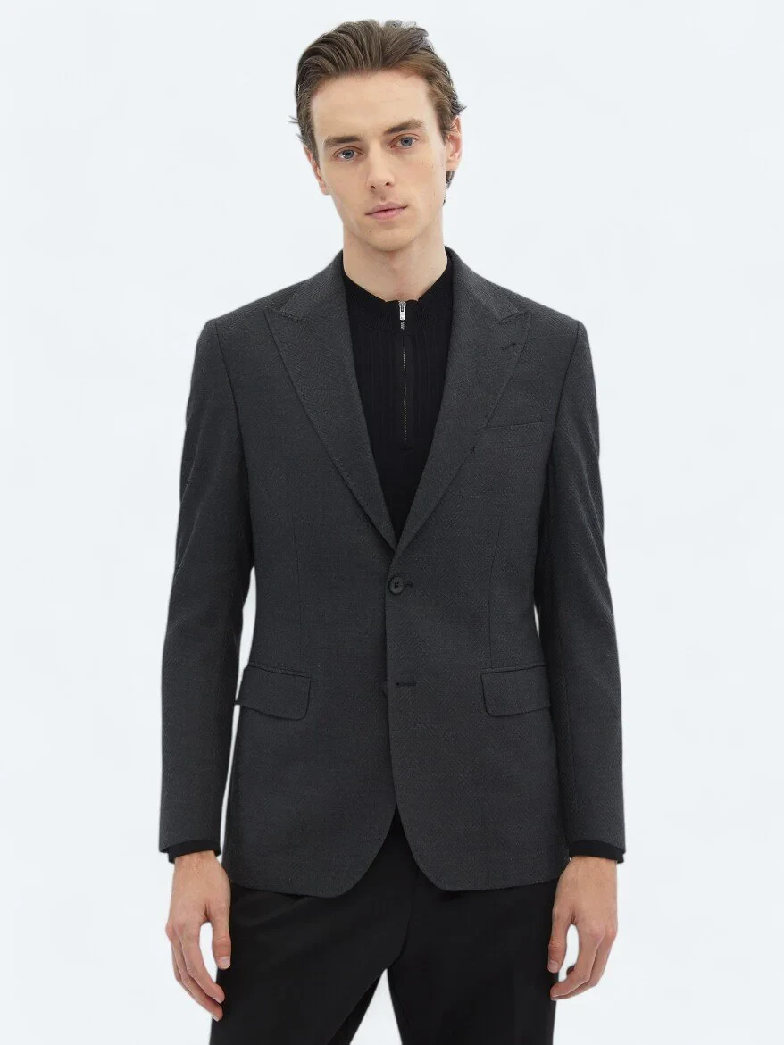 Hard Coal Patterned Modern Fit Recycled Jacket - 3