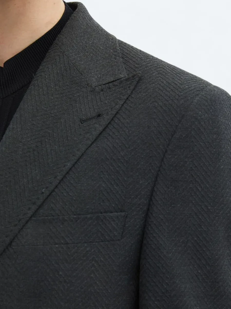 Hard Coal Patterned Modern Fit Recycled Jacket - 5