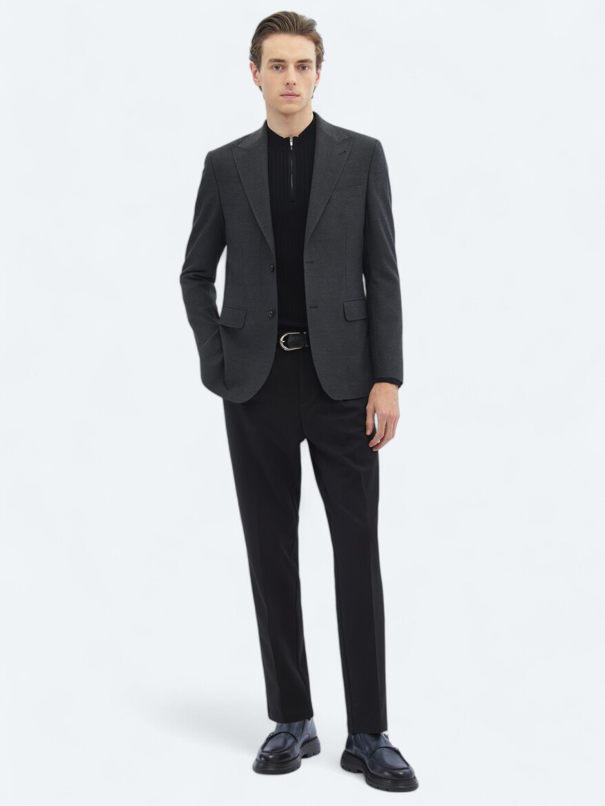 Hard Coal Patterned Modern Fit Recycled Jacket - 2