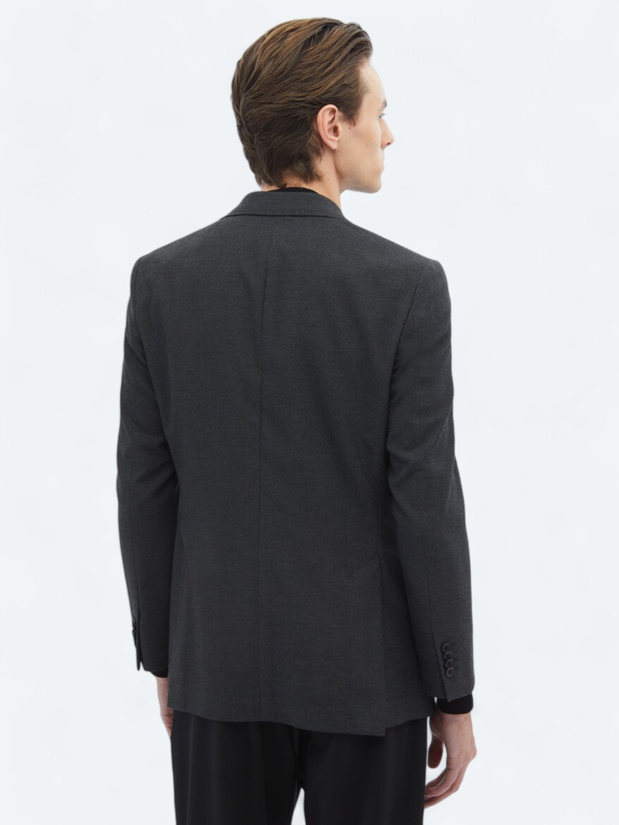 Hard Coal Patterned Modern Fit Recycled Jacket - 6