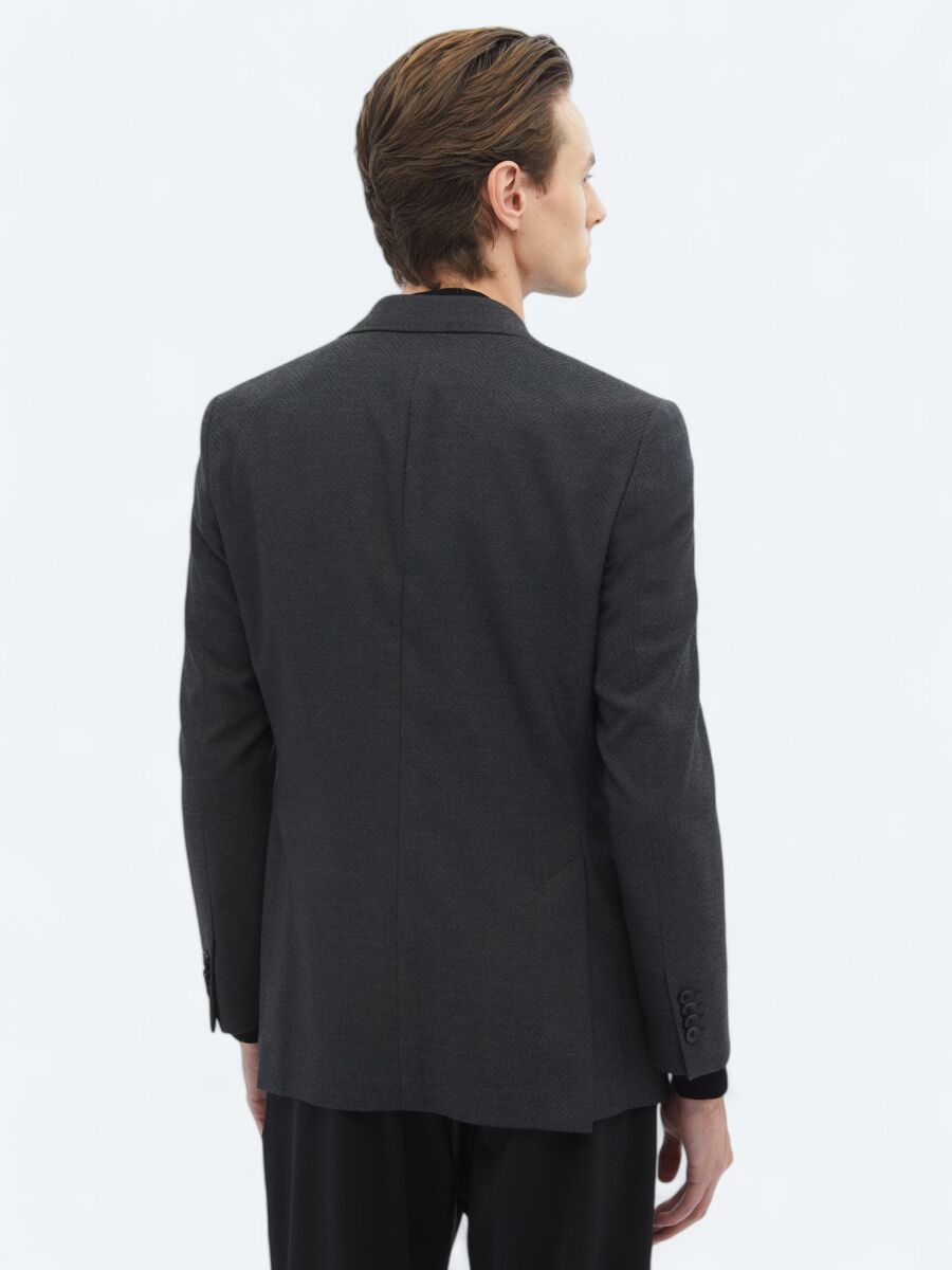 Hard Coal Patterned Modern Fit Recycled Jacket - 6