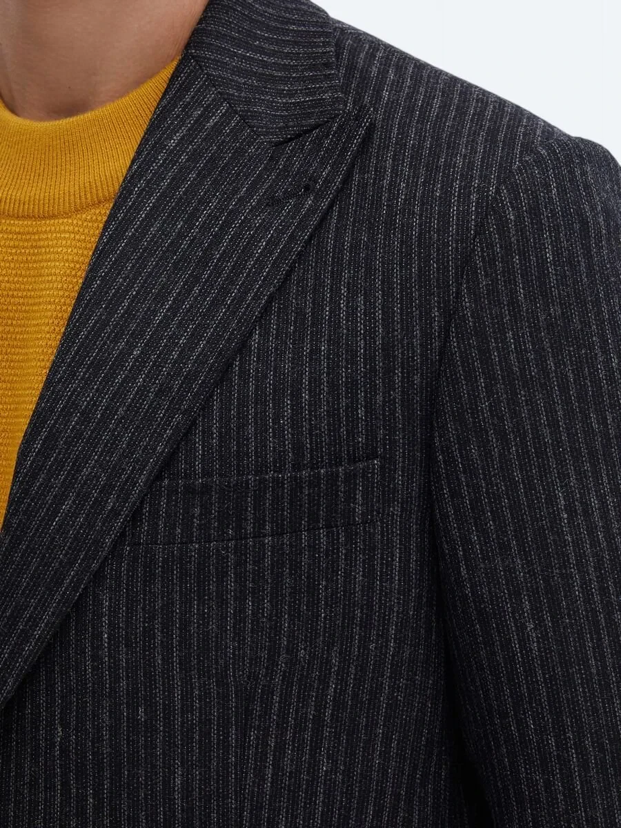 Hard Coal Patterned Modern Fit Wool Blended Jacket - 4