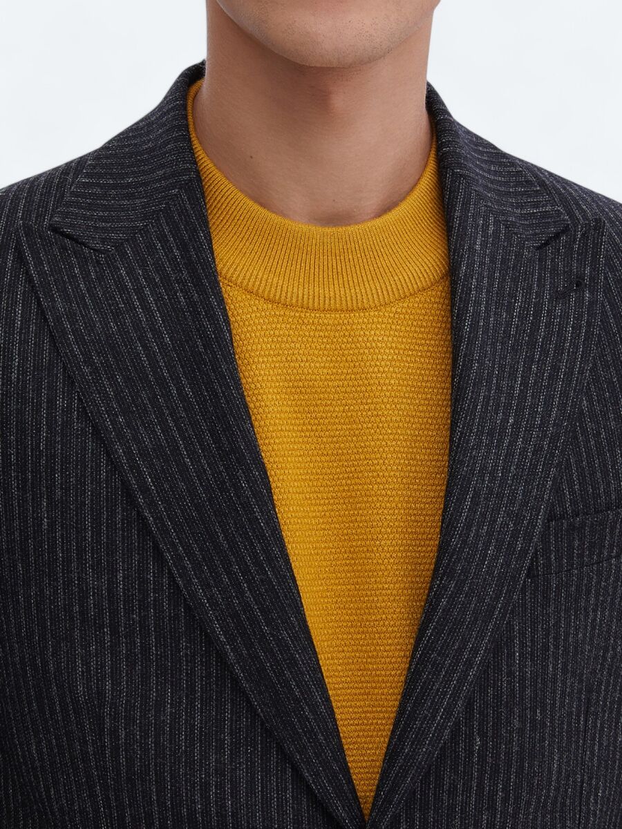 Hard Coal Patterned Modern Fit Wool Blended Jacket - 3